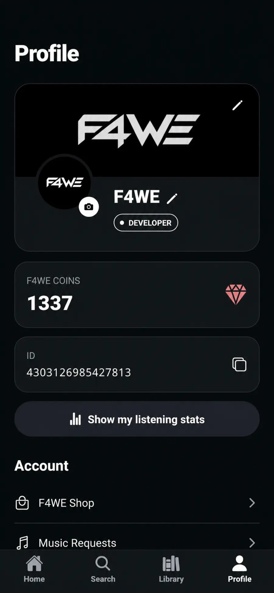 F4WE profile screen